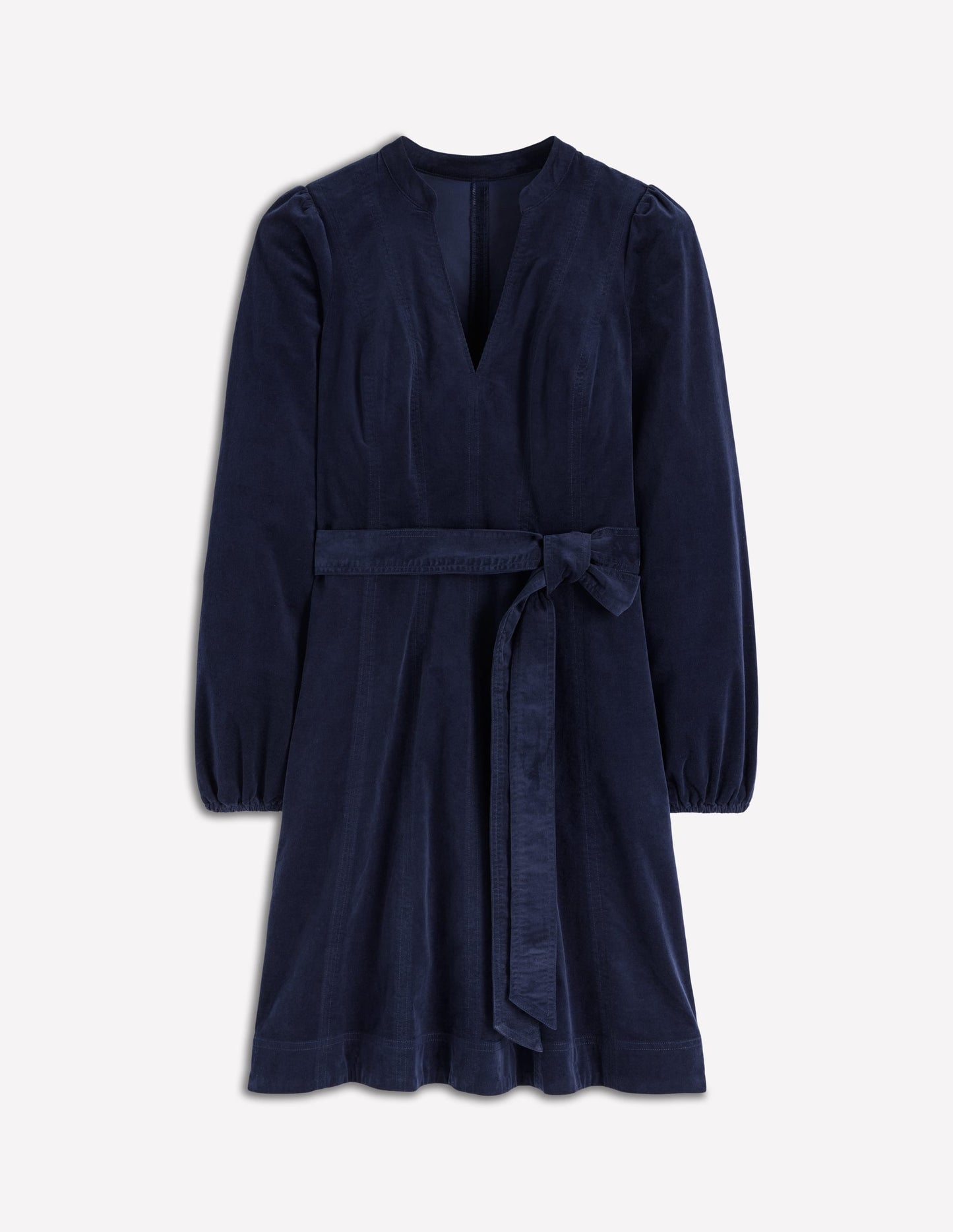 Ros Panelled Cord Short Dress-Navy