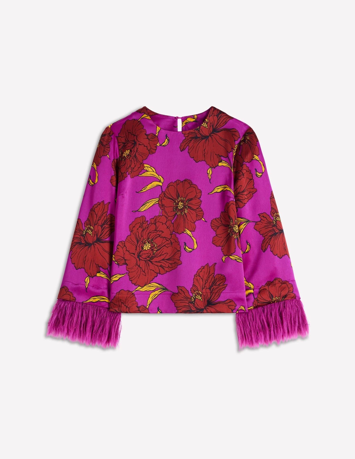 Feather Cuff Top-Regal Purple, Peony Bloom