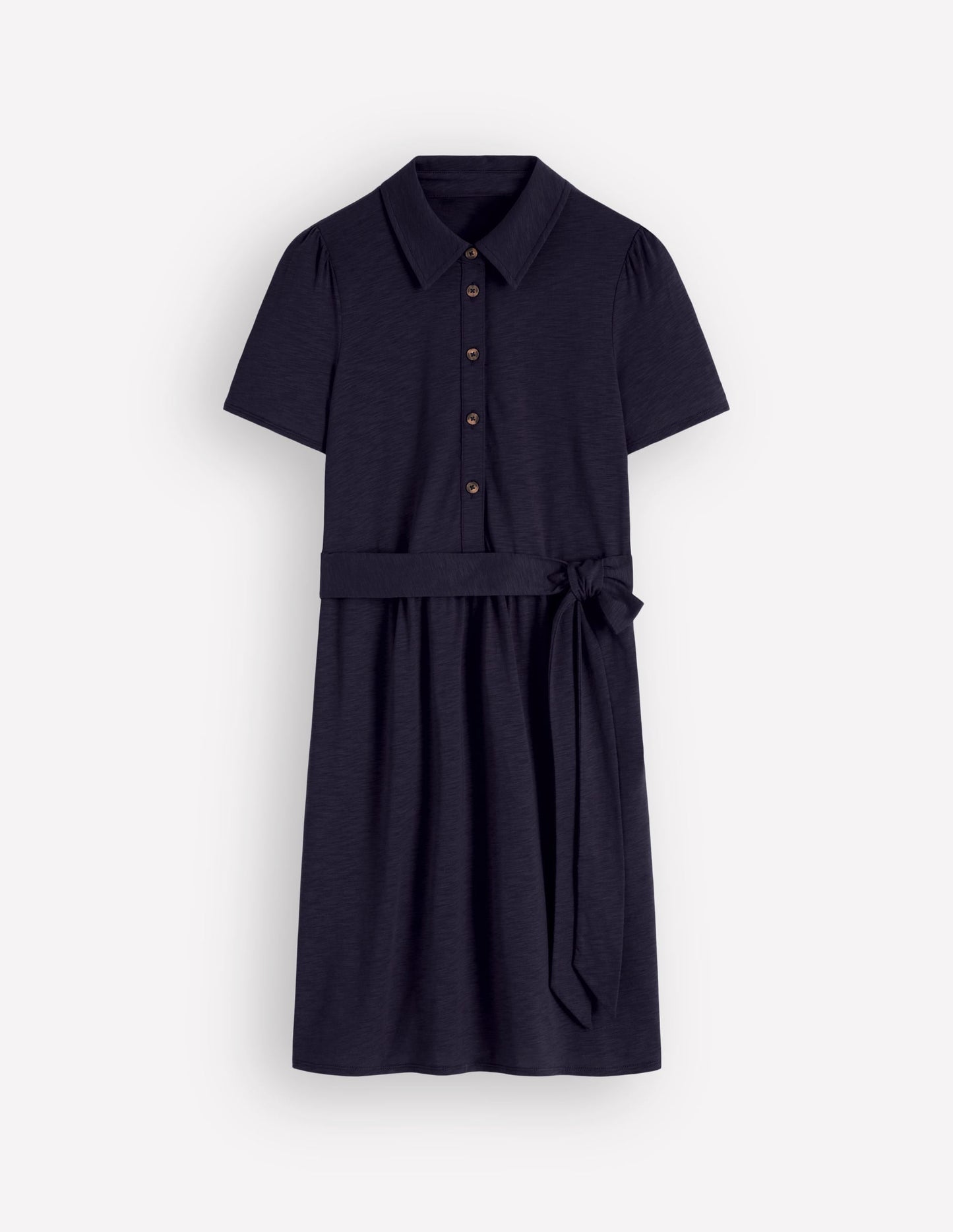 Patti Short Jersey Shirt Dress-Navy