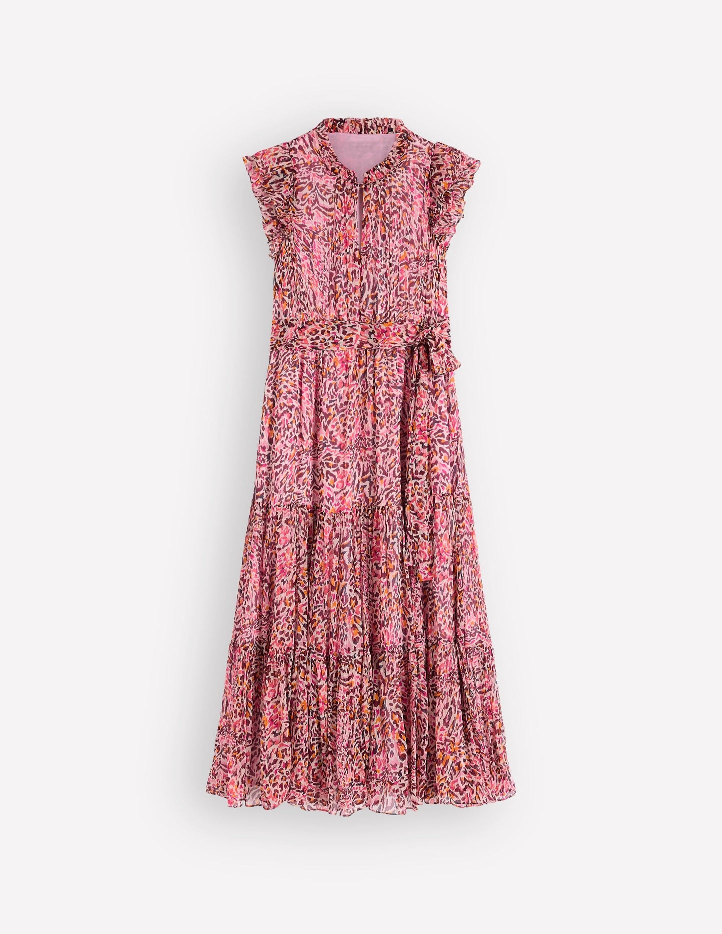 High Neck Sleeveless Dress-Multi Leopard Flow