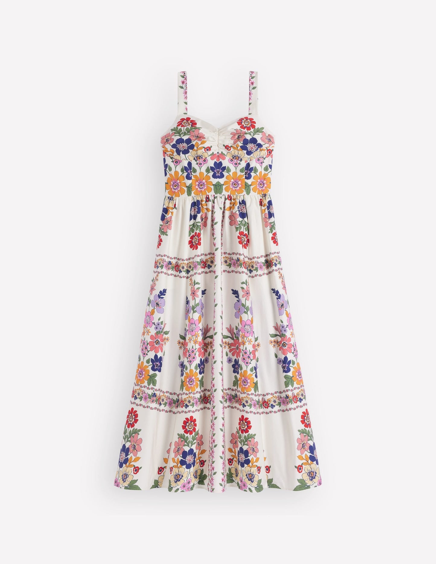 Fit and Flare Midi Dress-Multi Meadow Flowers Lattice