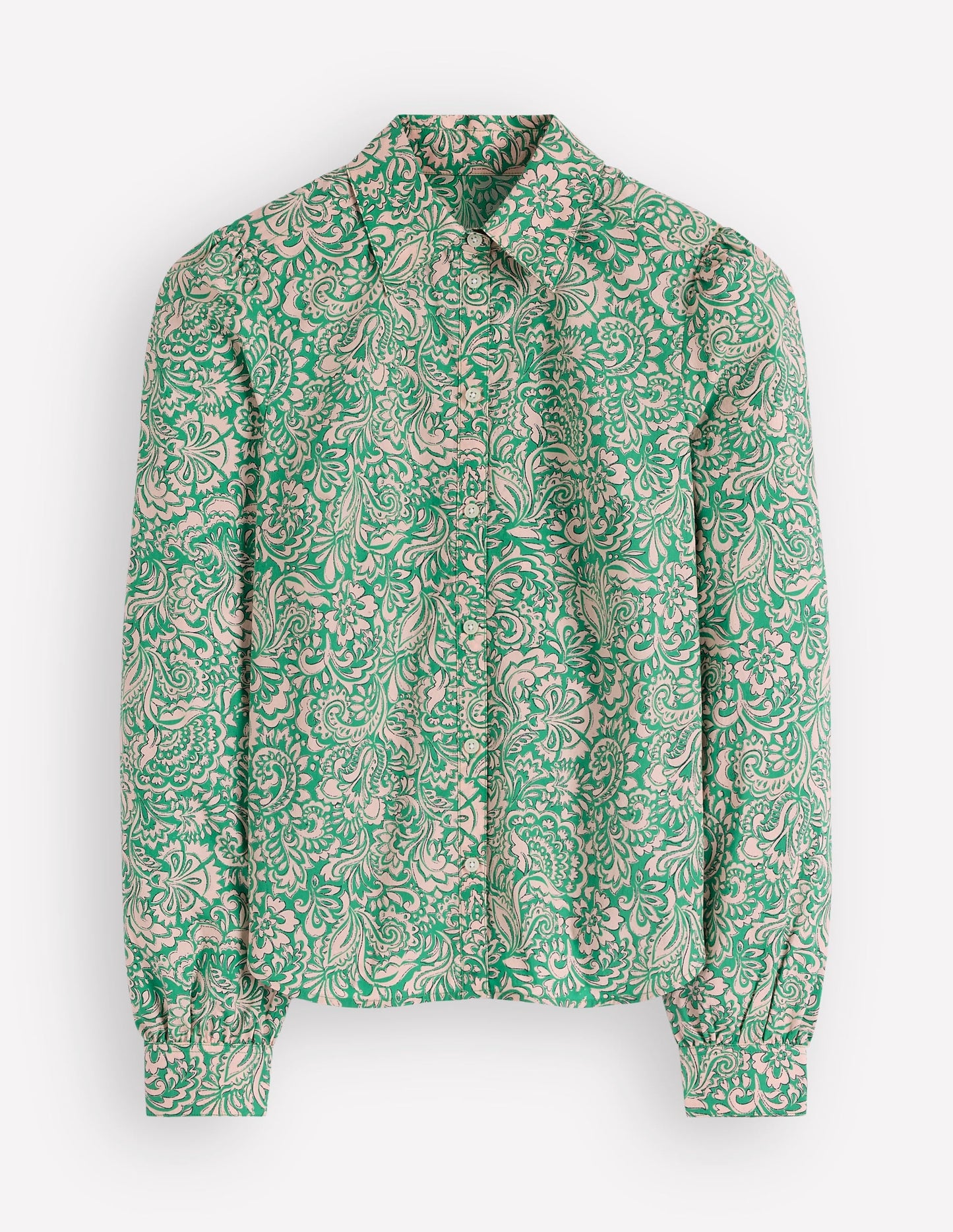 Cara Cotton Shirt-Aloe Green, Elaborate Gardenia