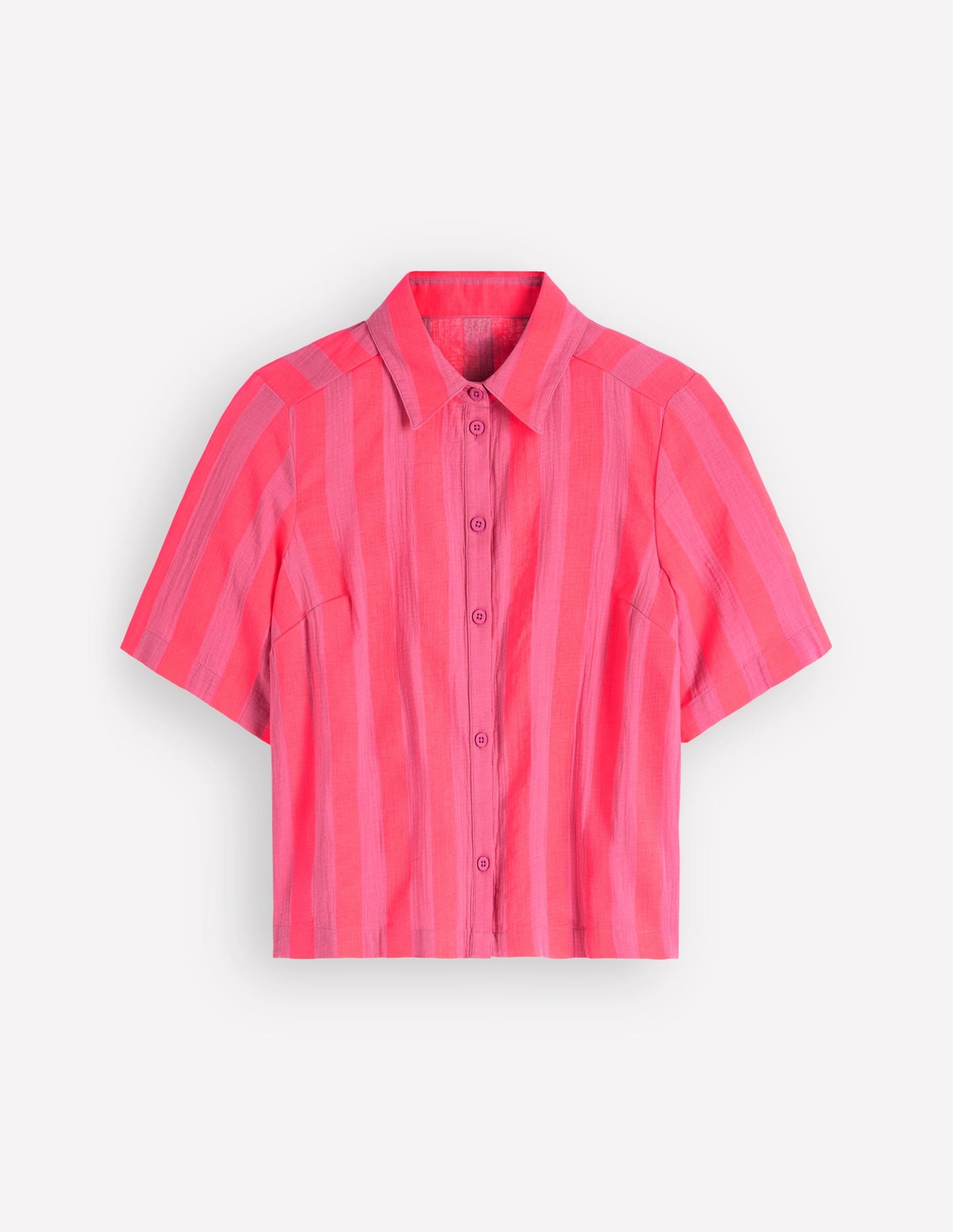 Double Cloth Shirt-Pink, Neon Coral Mid Stripe