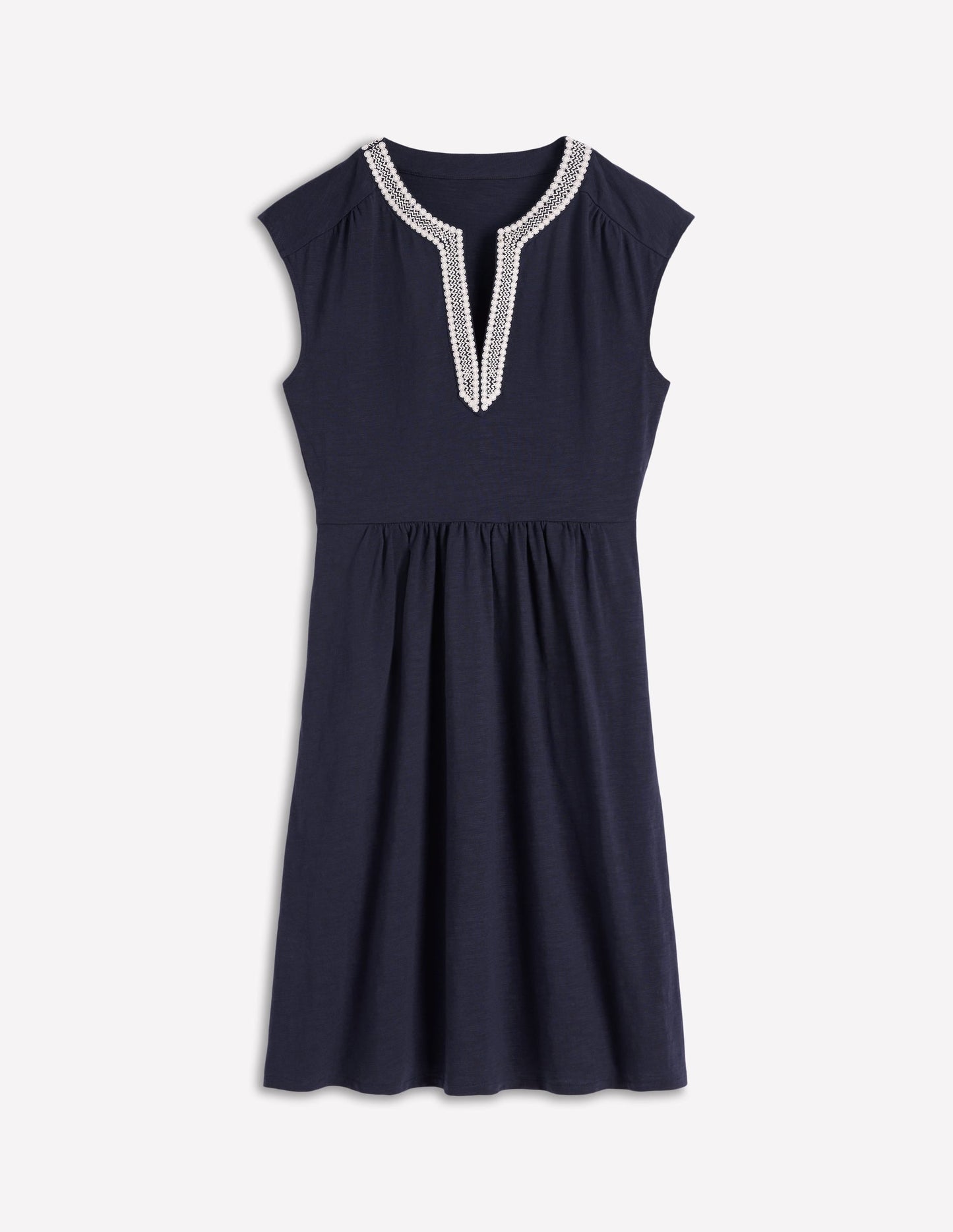 May Embroidered Short Dress-Navy