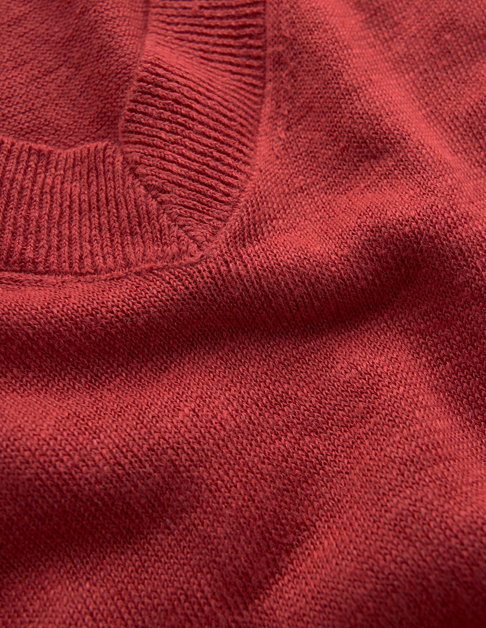 Agnes Linen V Neck T-Shirt-Burnt Orange