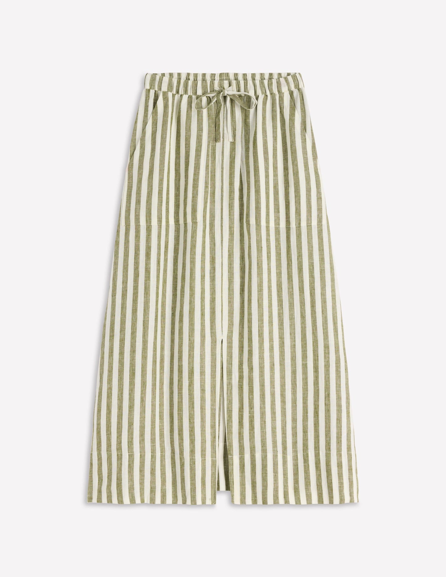 Layla Linen Skirt-Green Stripe