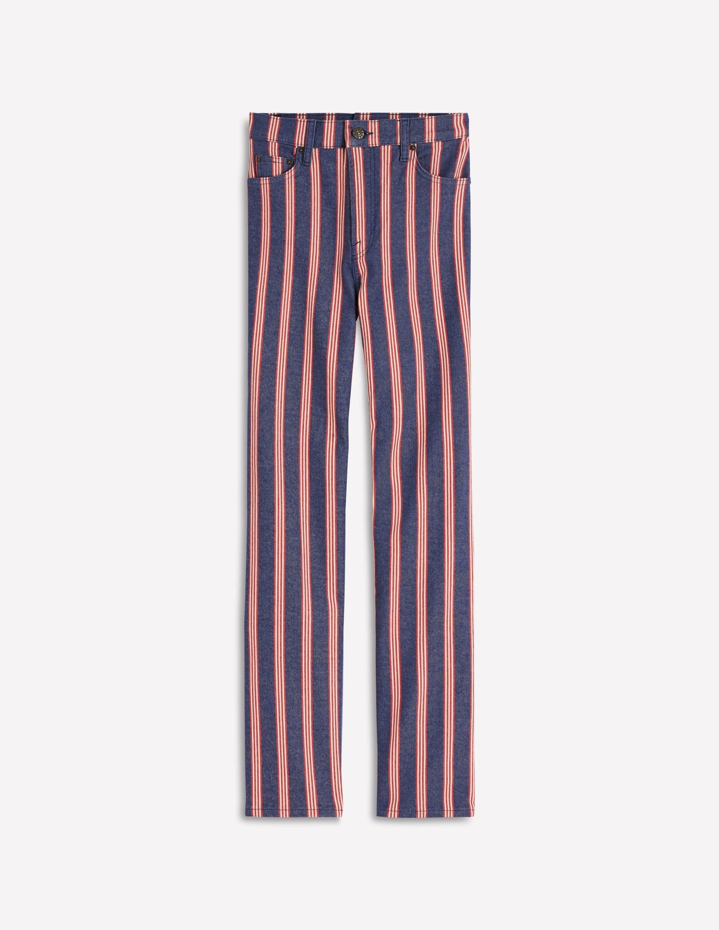 High Rise Straight Jeans-Navy & Red Stripe
