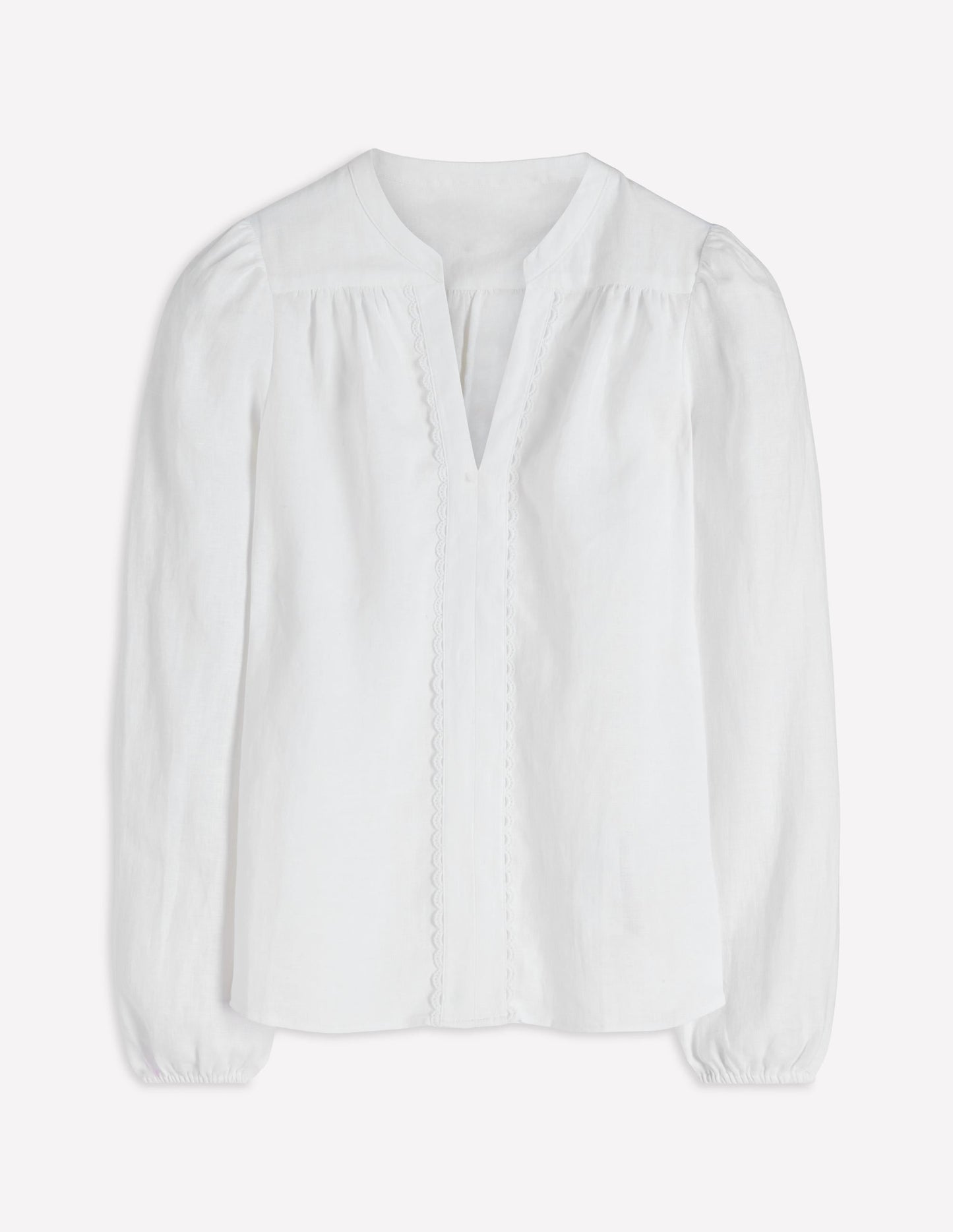 Linen Trim Insert Top-White