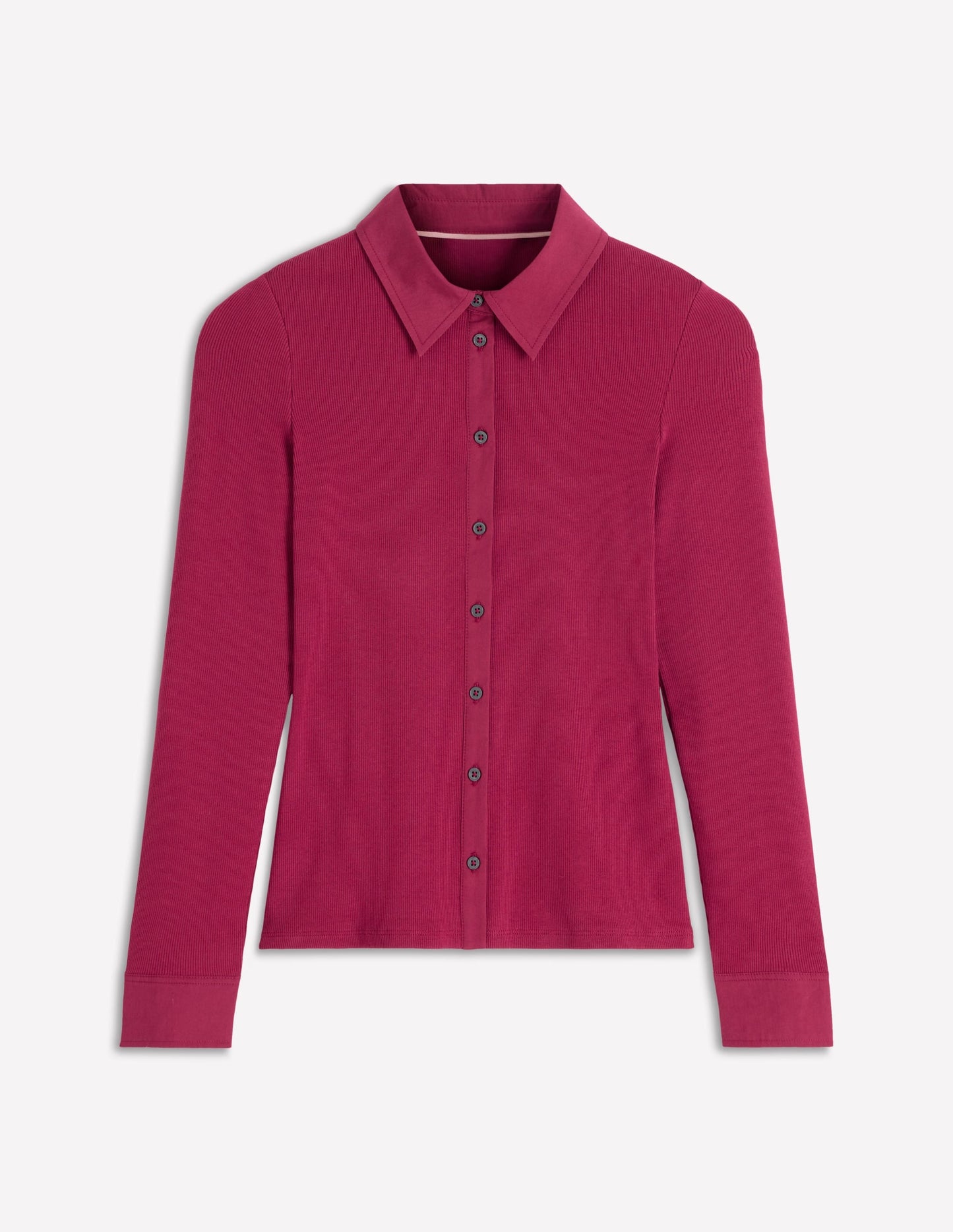Collared Button Through Top-Ruby Red