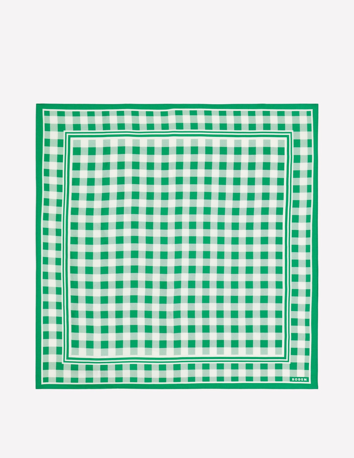 Elisabeth Silk Square Scarf-Green Gingham