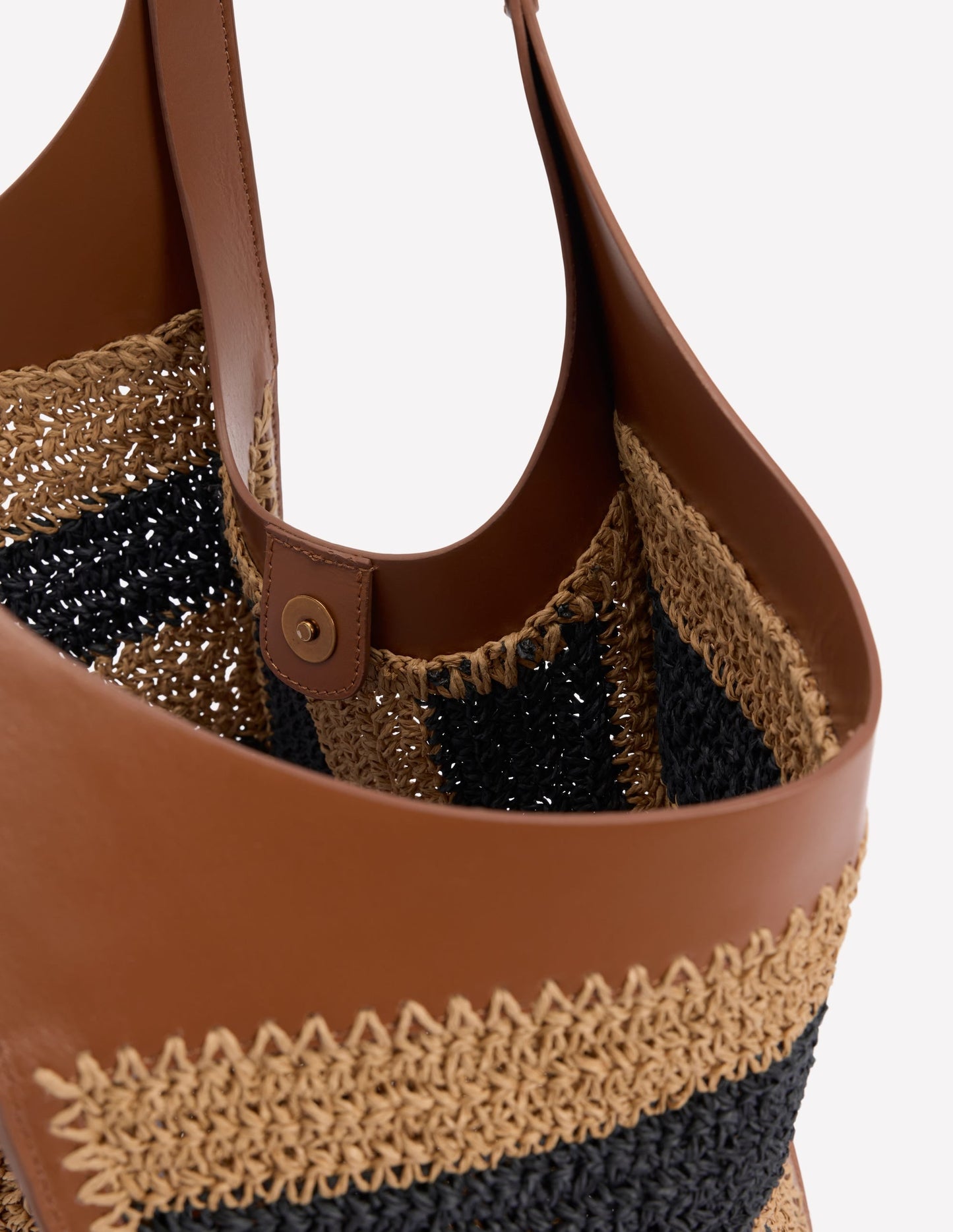 Straw Tote-Navy/Natural Stripe