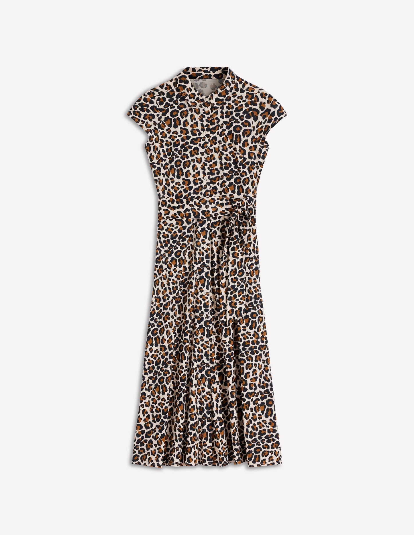 Marcia Jersey Shirt Dress-Almond Milk, Cheetah Pop