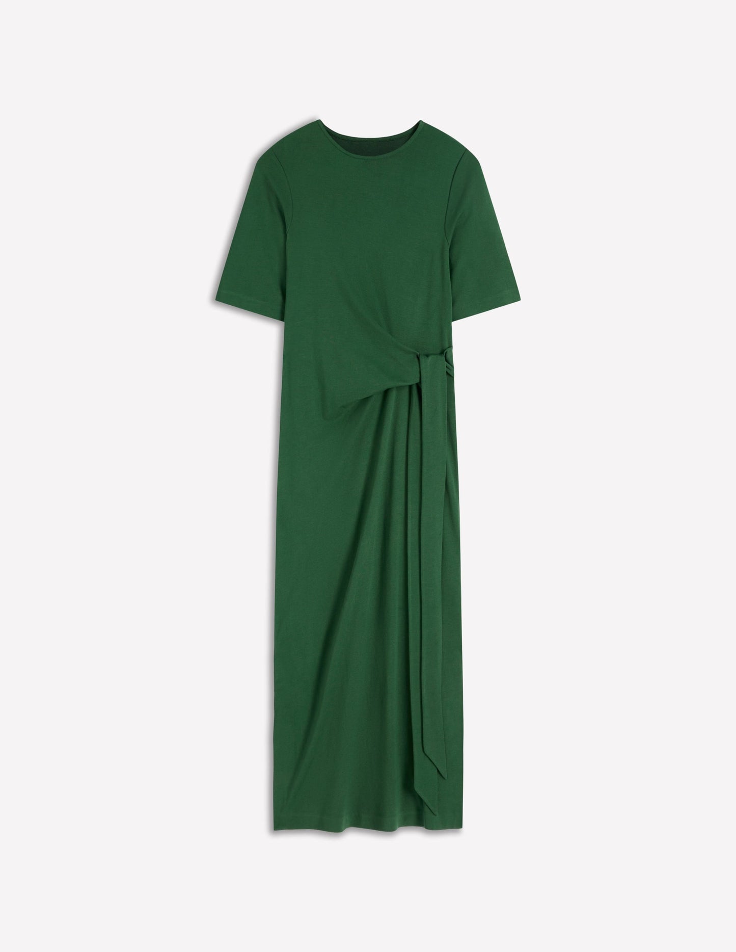 Zinnia Tie Jersey Midi Dress-Hunter Green