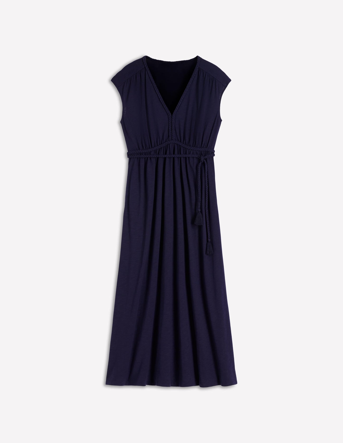 Heidi Ruched Rope Jersey Dress-Navy