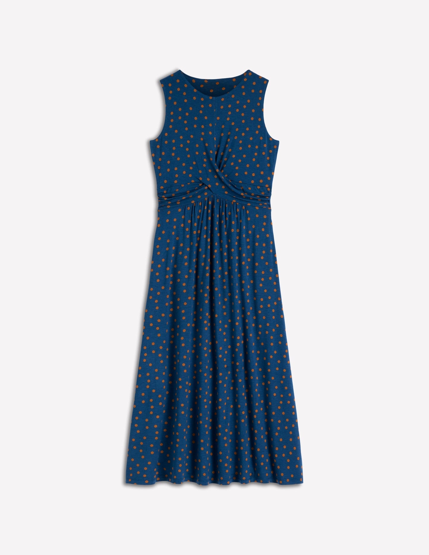 Zara Cross Waist Jersey Dress-Tourmaline Blue, Painted Dot