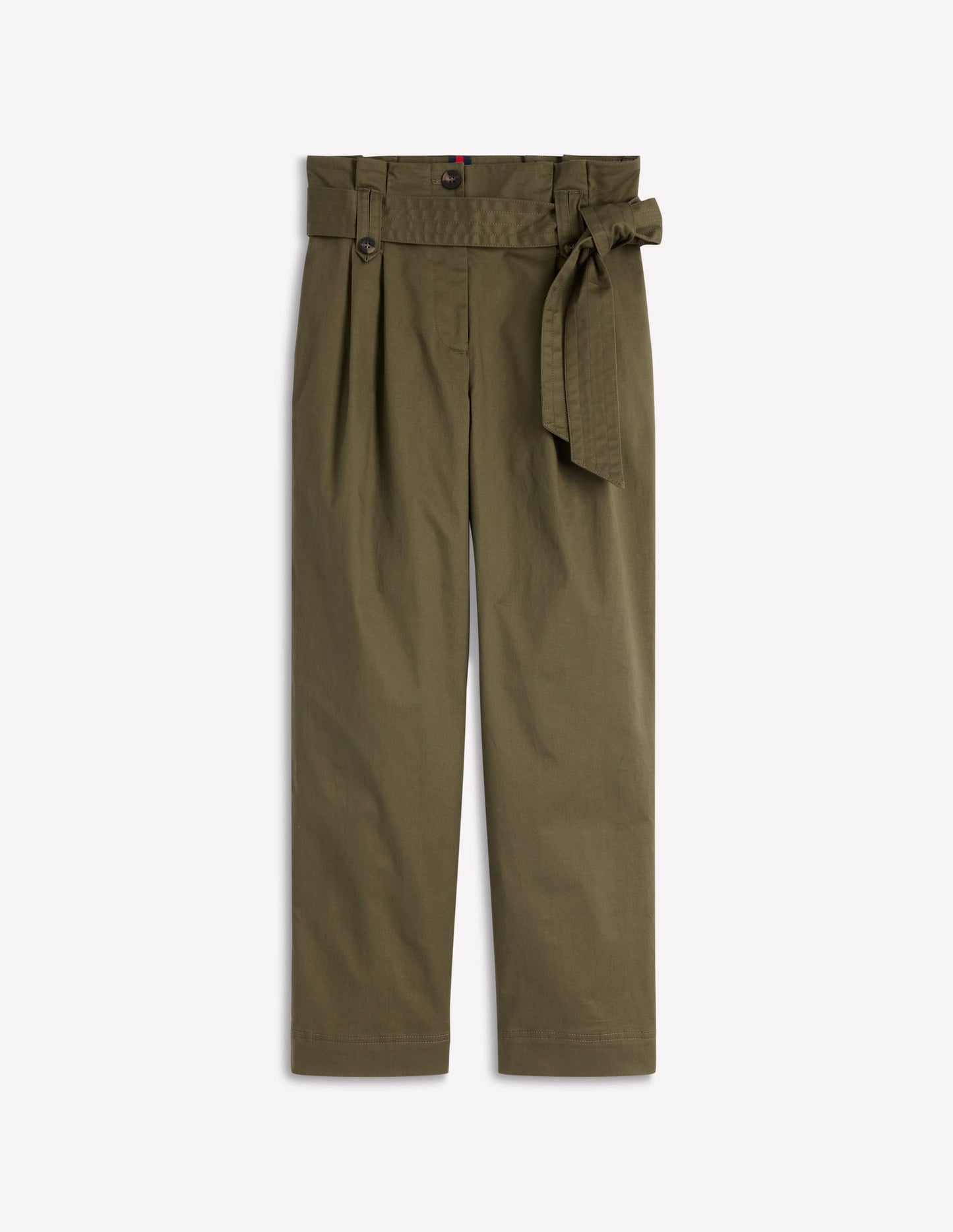 Paperbag Waist Trousers-Woodland Green