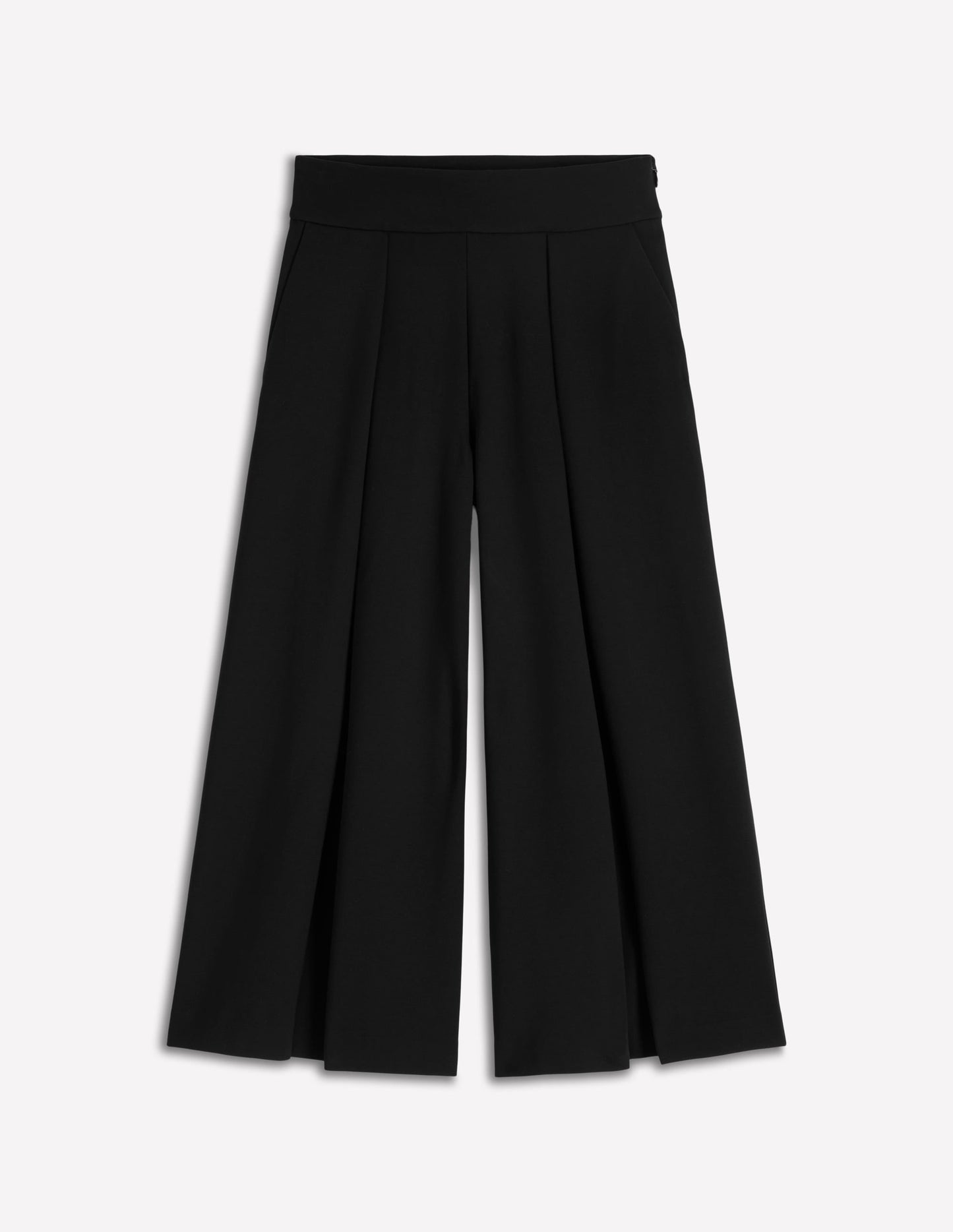 Single Pleat Ponte Culottes-Black