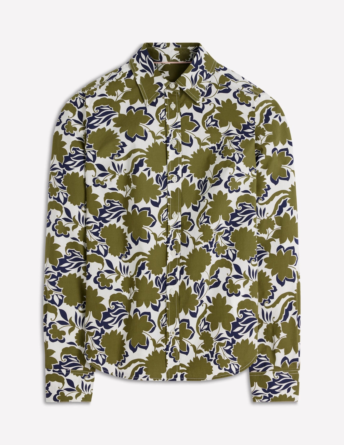 Sienna Cotton Shirt-Olive, Shadow Blossom