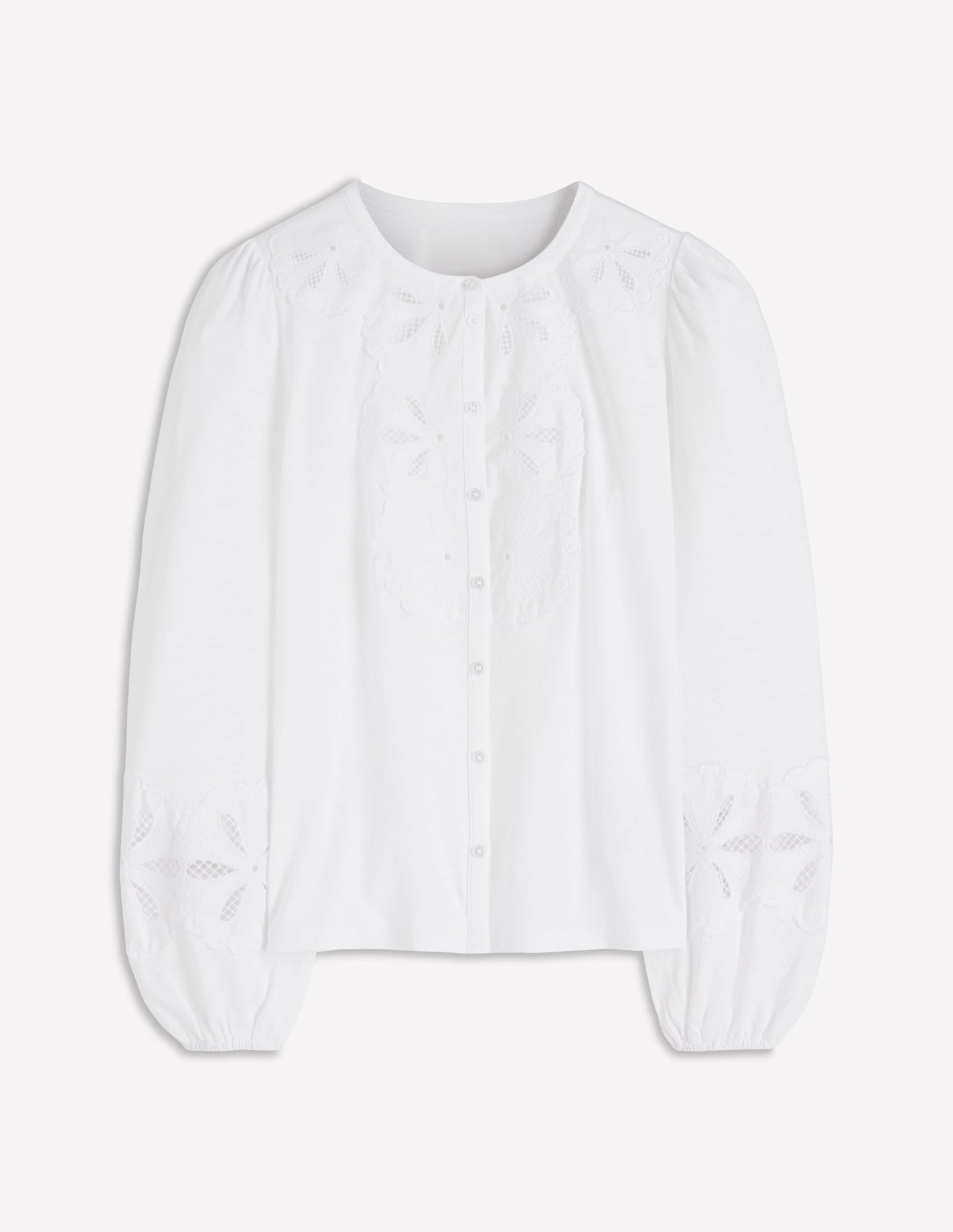 Scallop Cutwork Top-White