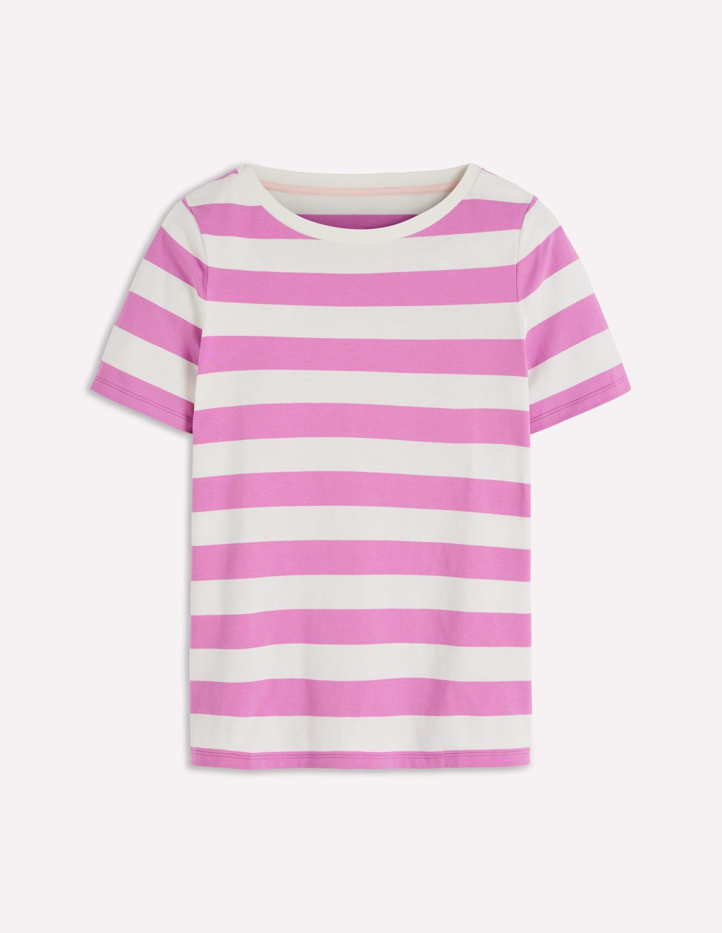 Olivia Short Sleeve Breton-Clover Purple and Ivory Stripe