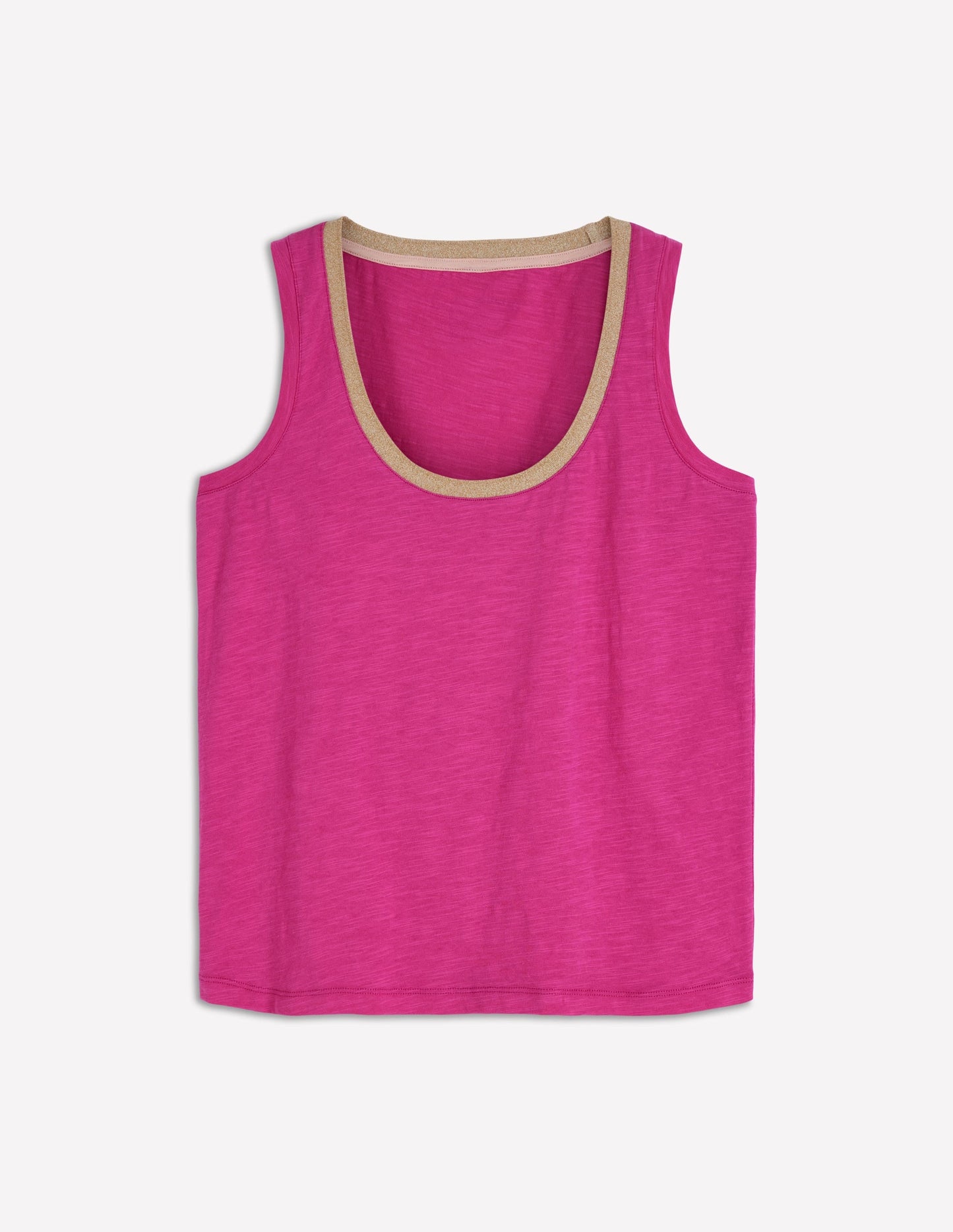 Metallic Trim Scoop Neck Vest-Cosmos Pink
