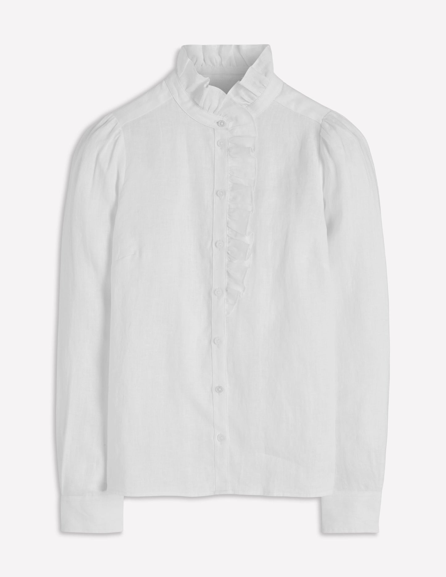 Isabel Ruffle Linen Shirt-White