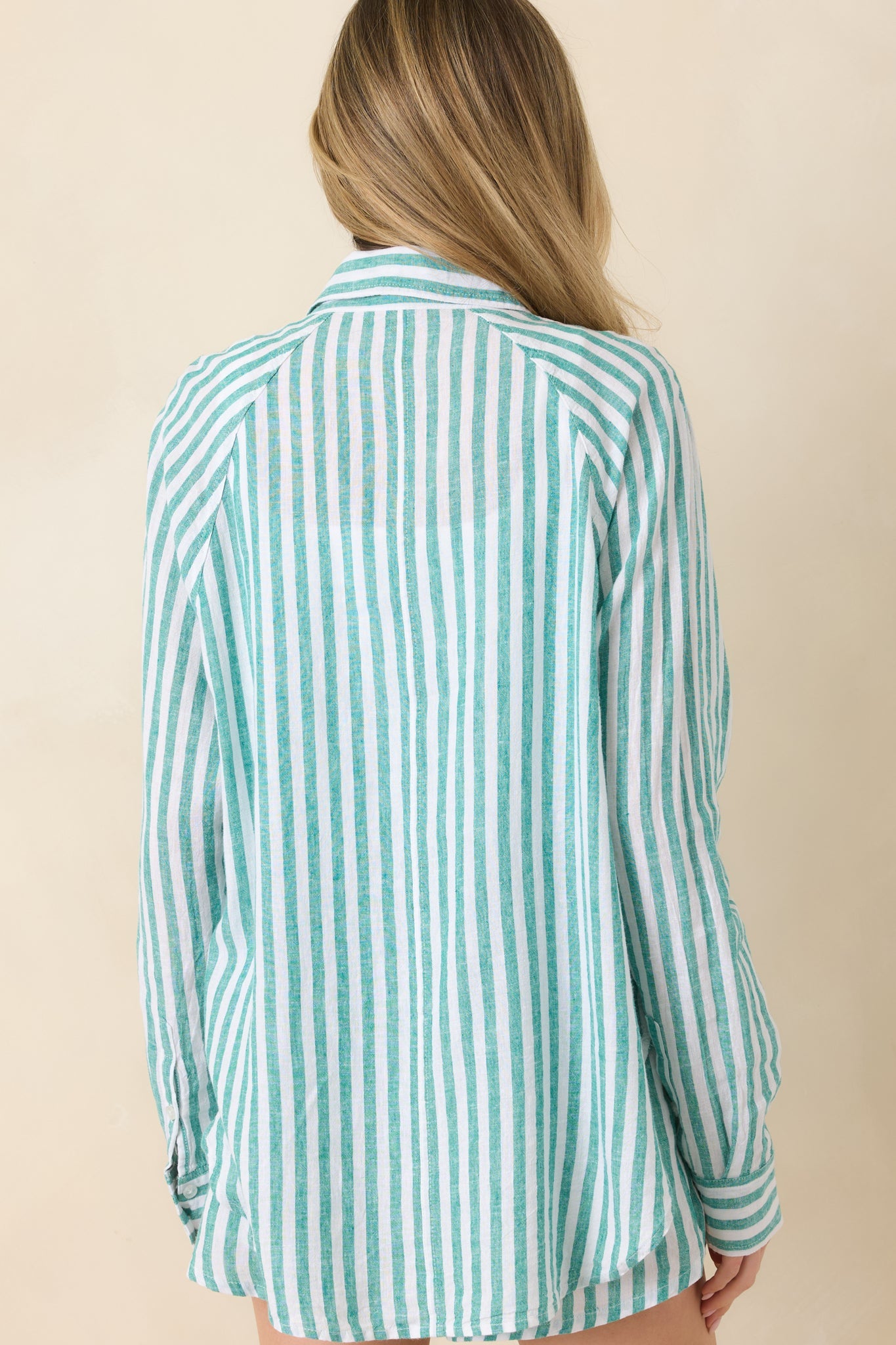 Z Supply La Palma Green Perfect Linen Stripe Top