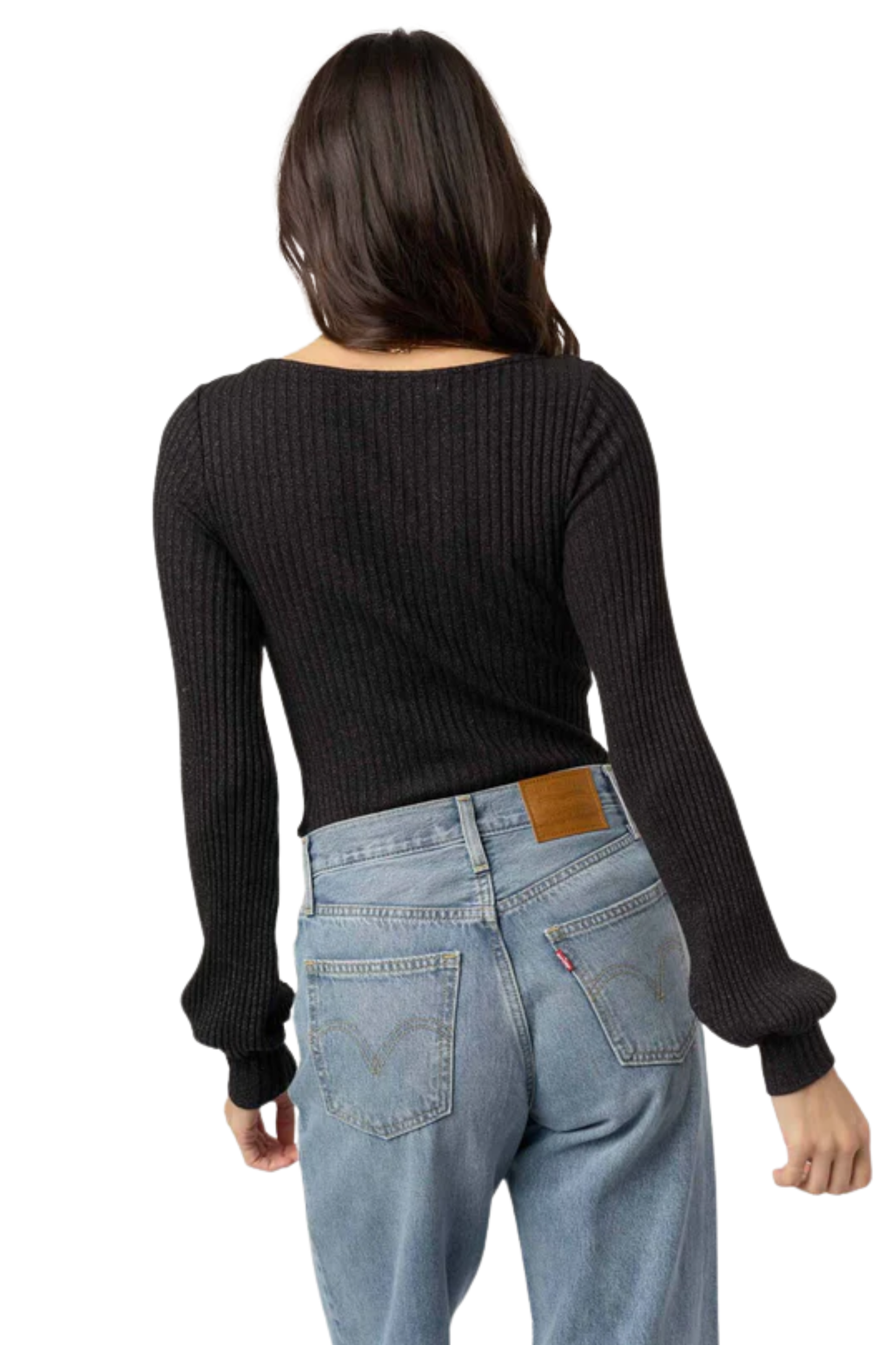 Mood For Love Twist Front Lurex Rib Longsleeve