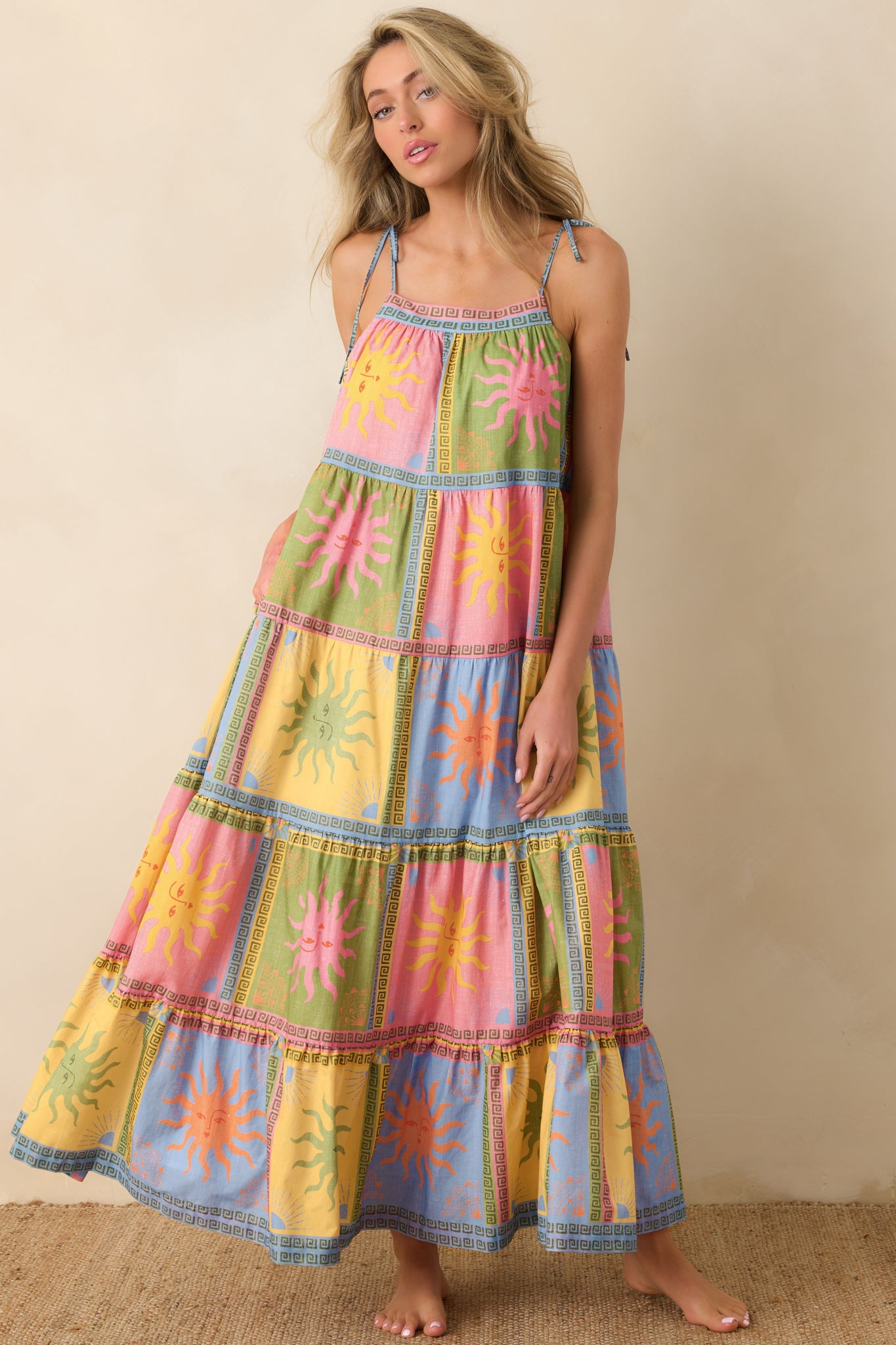 Paradisa Kiawah Multi Cotton Voile Sun Print Maxi Dress