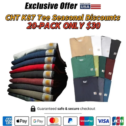🔥Last Day Promotion!CHT Men's K87 Workwear Loose Fit Heavyweight Short-Sleeve Pocket T-Shirt (Also Available in Big & Tall)