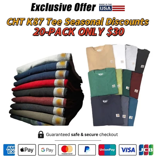 🔥Last Day Promotion!CHT Men's K87 Workwear Loose Fit Heavyweight Short-Sleeve Pocket T-Shirt (Also Available in Big & Tall)