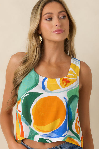 Orange You Glad Multi Citrus Print Open Back Tank