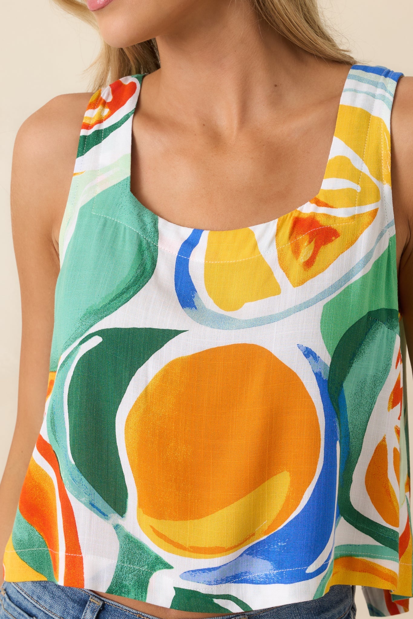 Orange You Glad Multi Citrus Print Open Back Tank