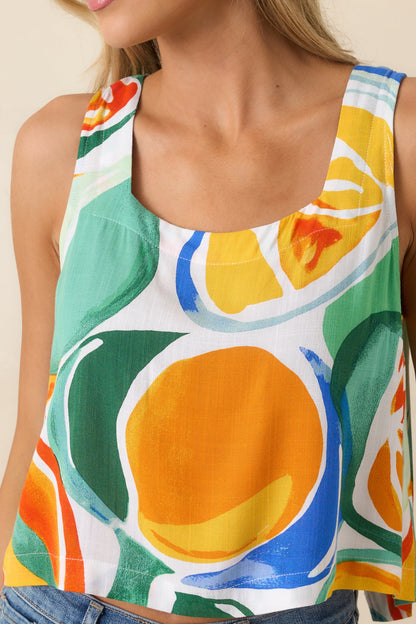 Orange You Glad Multi Citrus Print Open Back Tank