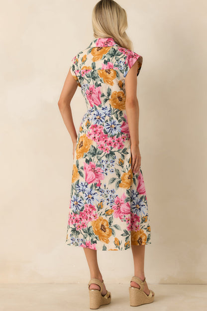 Sweet Garden Melody Ivory Multi Floral Midi Dress