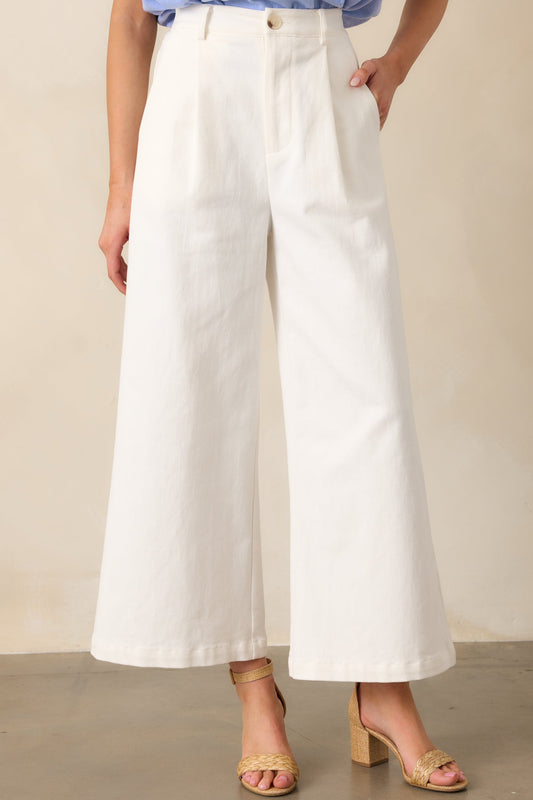 Call It Fate Ivory Wide Leg Cropped Jeans