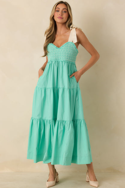 The Felicity Mint Green Cotton Midi Dress