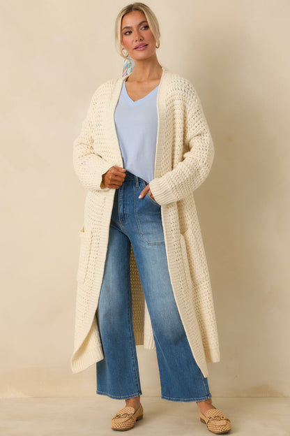 Made For More Cream Knit Duster Cardigan