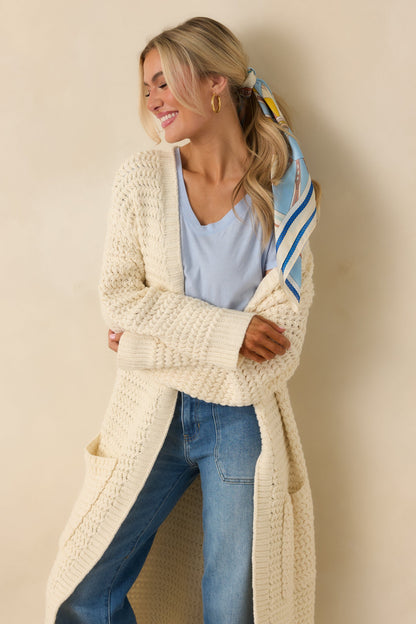 Made For More Cream Knit Duster Cardigan