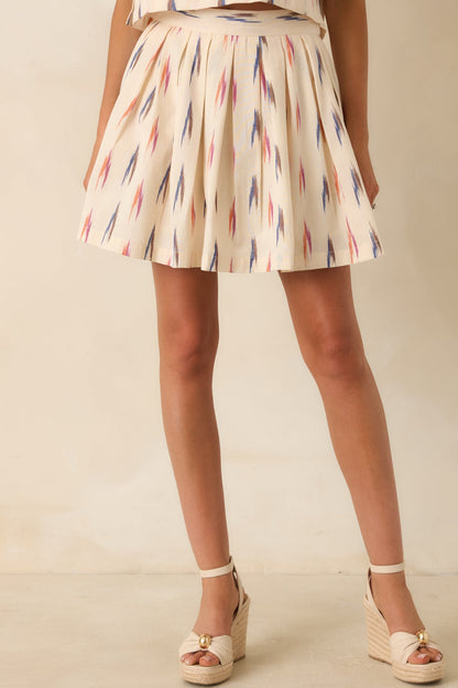 Instant Film Summer Ivory Multi Print Cotton Mini Skirt