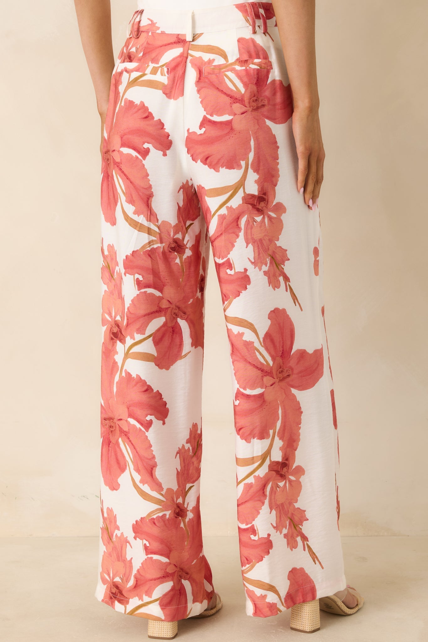 MINKPINK Isla Peach Hibiscus Wide Leg Pants