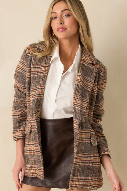 Timeless Type Brown Plaid Overcoat