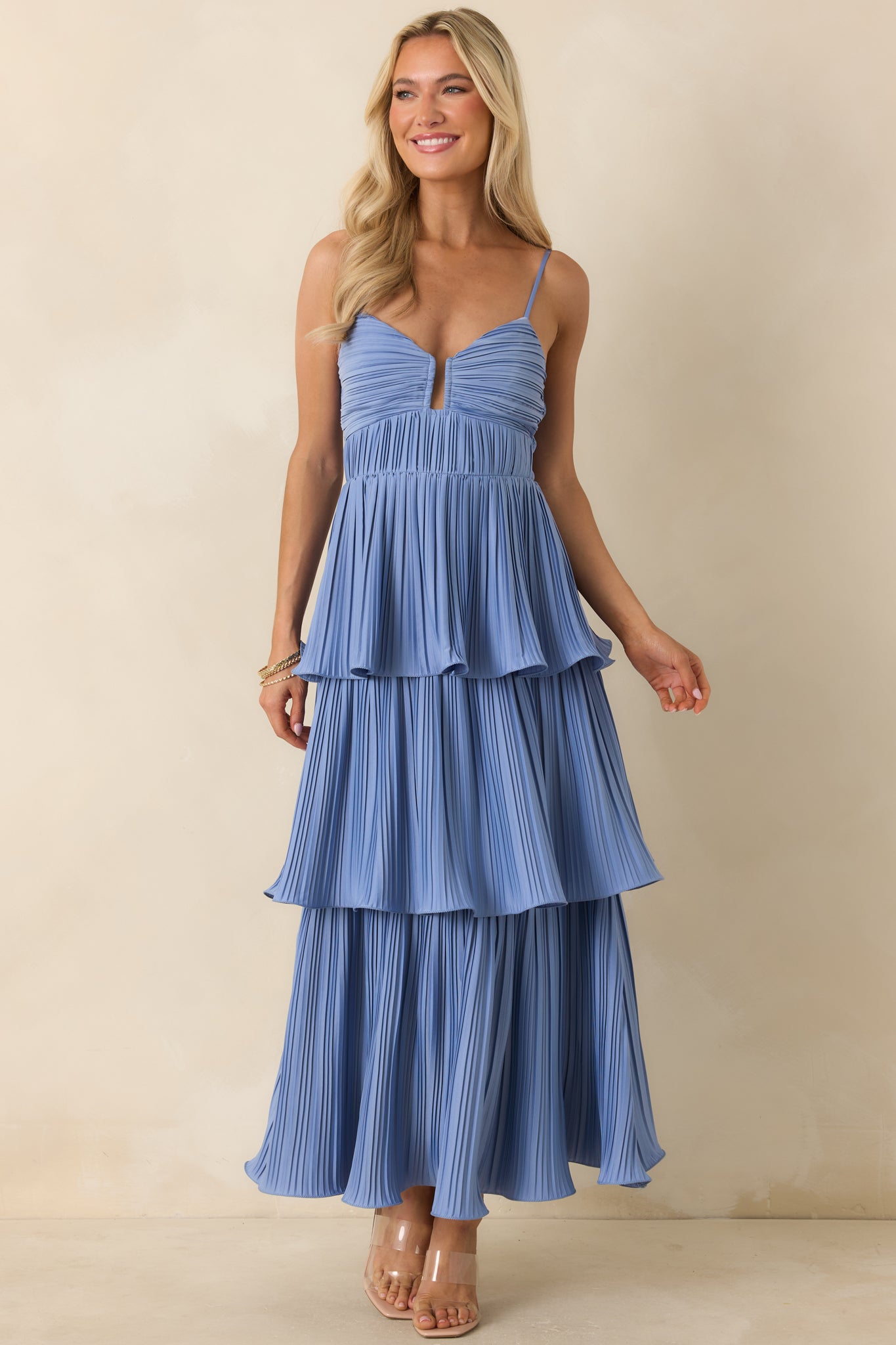 ASTR The Label Lupin Blue Tiered Maxi Dress