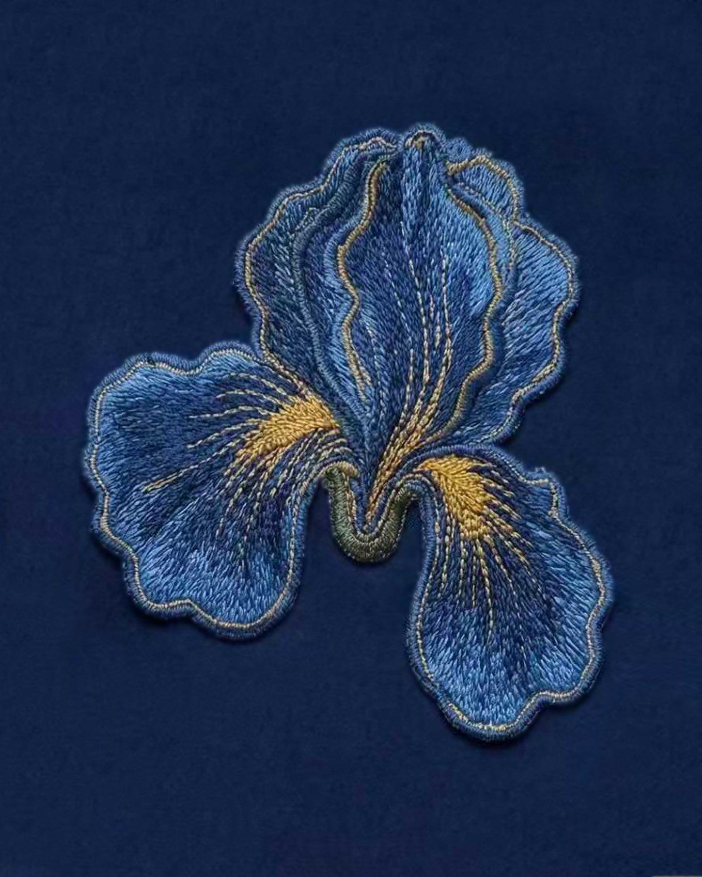 Iris 刺繡平口長洋裝 - 海軍藍