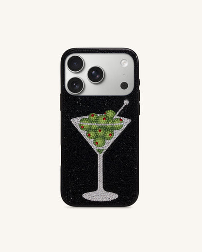 Olive 馬丁尼人造水晶手機殼 - 黑色