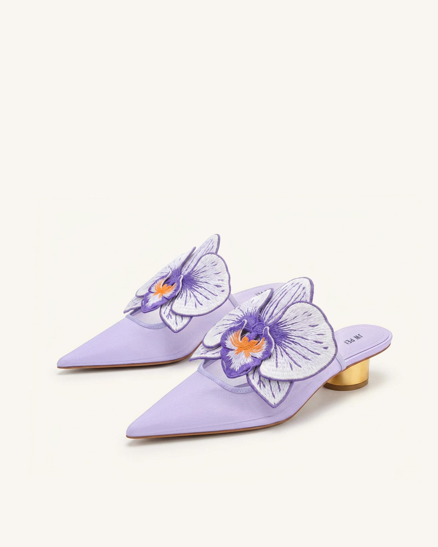 Helena 刺繡裝飾鏤空穆勒鞋 - 紫色