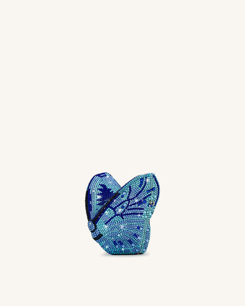 Paisley 水晶蝴蝶手拿包 - 藍色