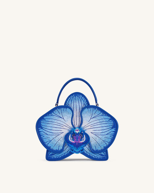 Flora 蘭花造型手提包 - 藍色