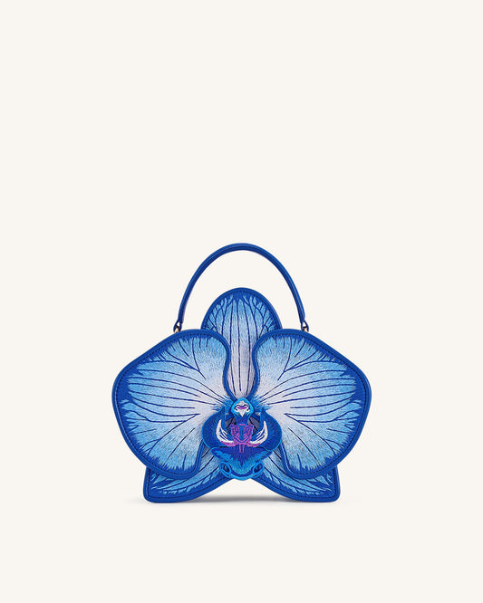 Flora 蘭花造型手提包 - 藍色