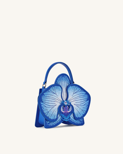 Flora 蘭花造型手提包 - 藍色